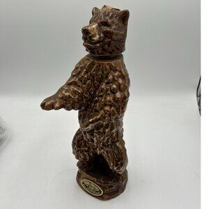 Vintage Ezra Brooks Brown Gold Bear Whiskey Decanter - Empty 68
